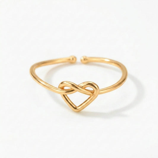 adjustable love knot ring in gold