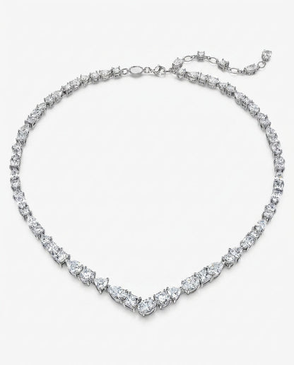 Mixed-Cut Crystal V Necklace
