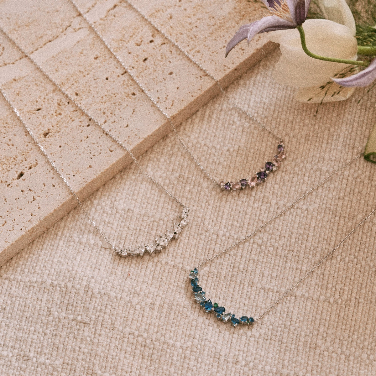 Wisteria flower pendant necklace detail – Vessaly