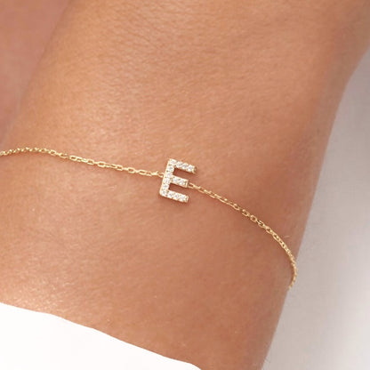 Rose gold sapphire letter bracelet – Vessaly