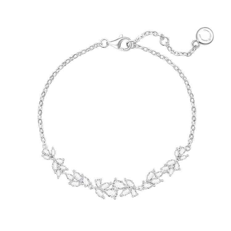 Floral silver bracelet, dainty everyday jewellery