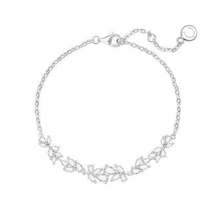 Floral silver bracelet, dainty everyday jewellery