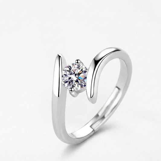 adjustable 925 sterling silver ring with zirconia