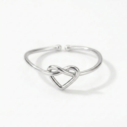 adjustable love knot ring in silver