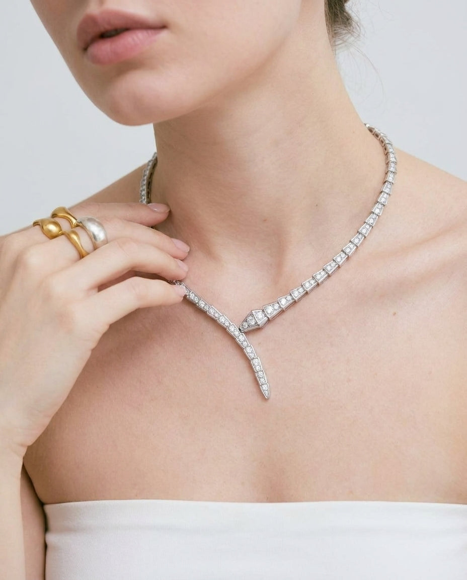 Snake choker styled with an evening look – Vessaly