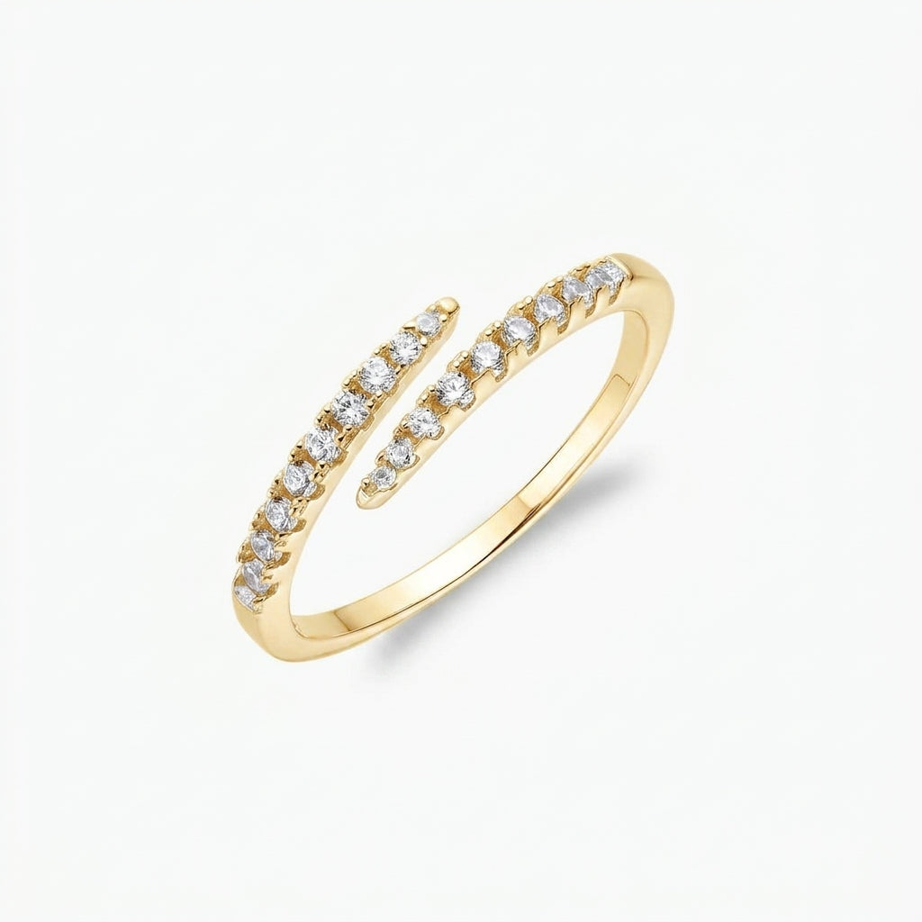 Pavé crystal layer ring in gold – Vessaly