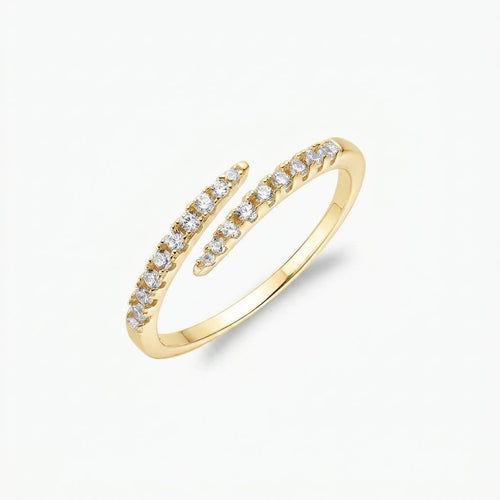 Pavé crystal layer ring in gold – Vessaly