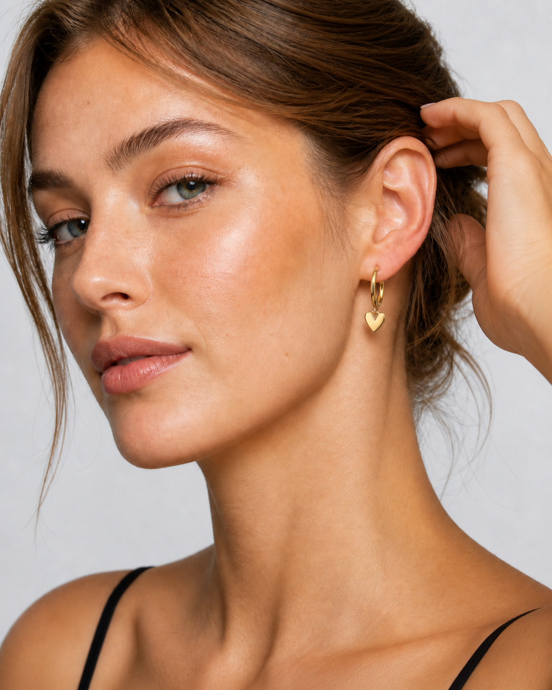 14K Gold Heart Hoop Earrings