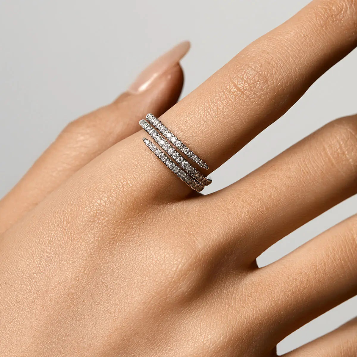 Platinum three layer crystal ring – Vessaly