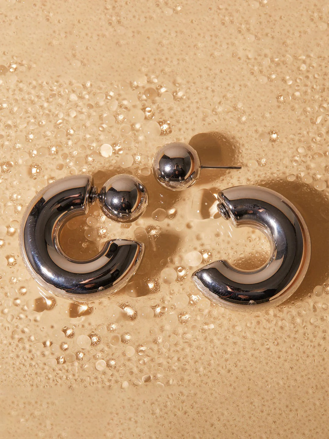 Gold chunky C-shape earrings, refined statement piece