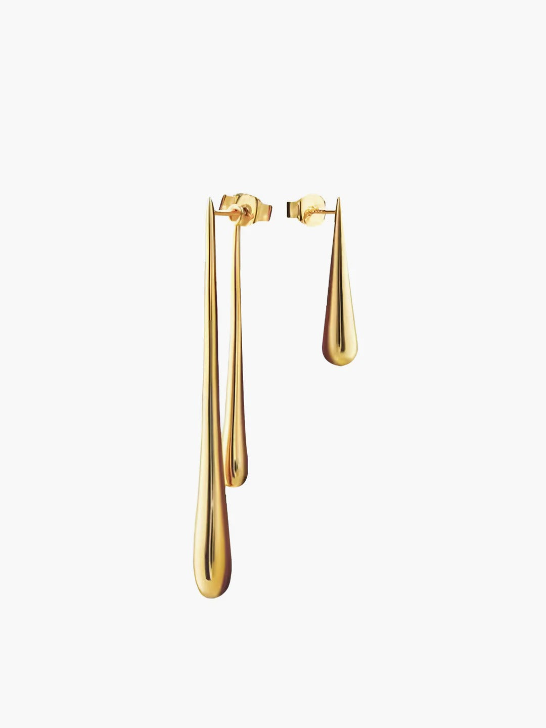Gold drop earrings with fluid water-inspired form