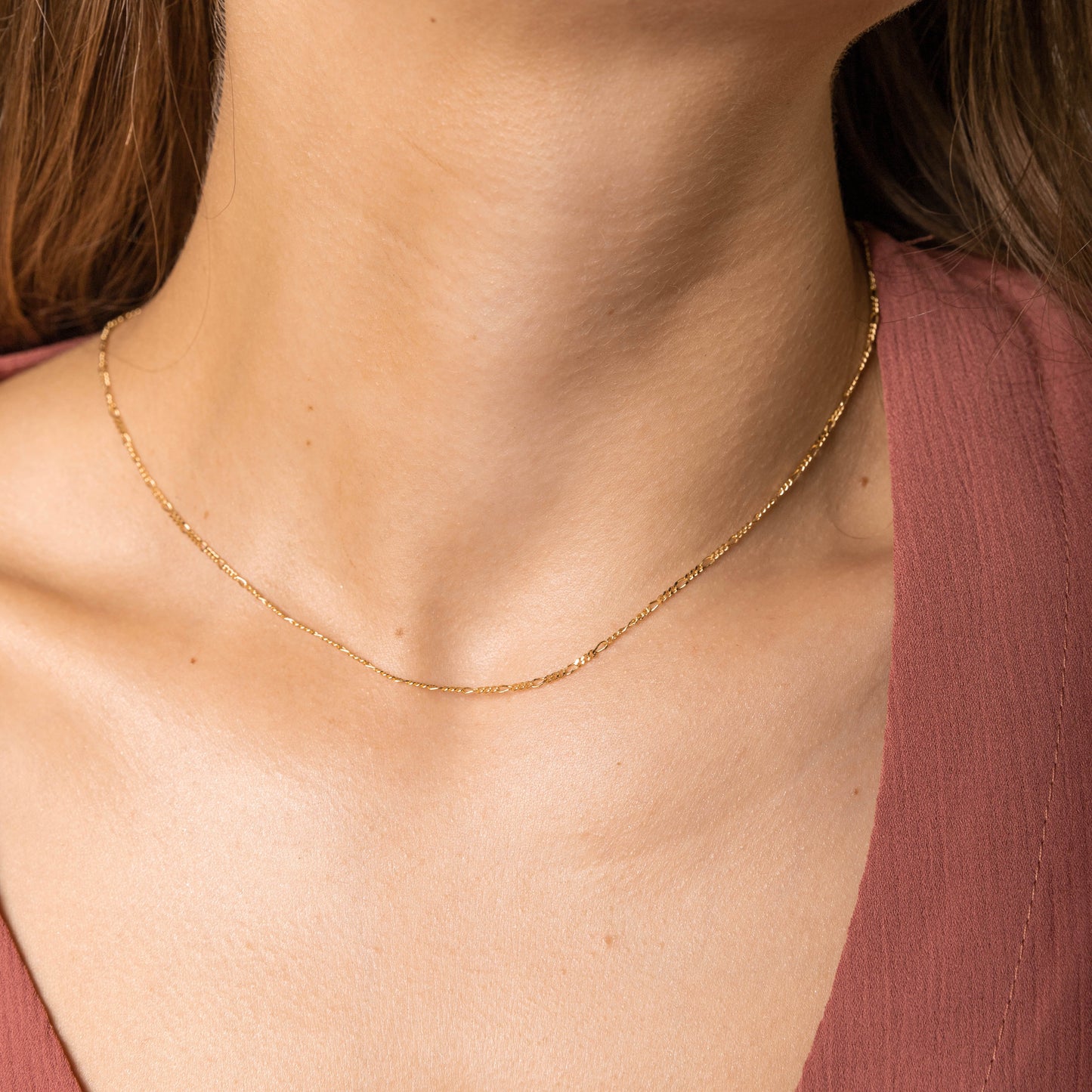 Gold figaro chain necklace, classic design