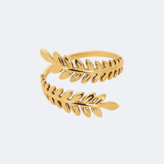 18K Plated Gold Olive Leaf Nature Ring