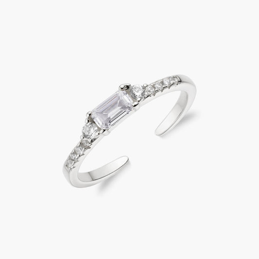 Ravyena 18K Gold-Plated Crystal Air Ring — open-set sterling silver stacking ring