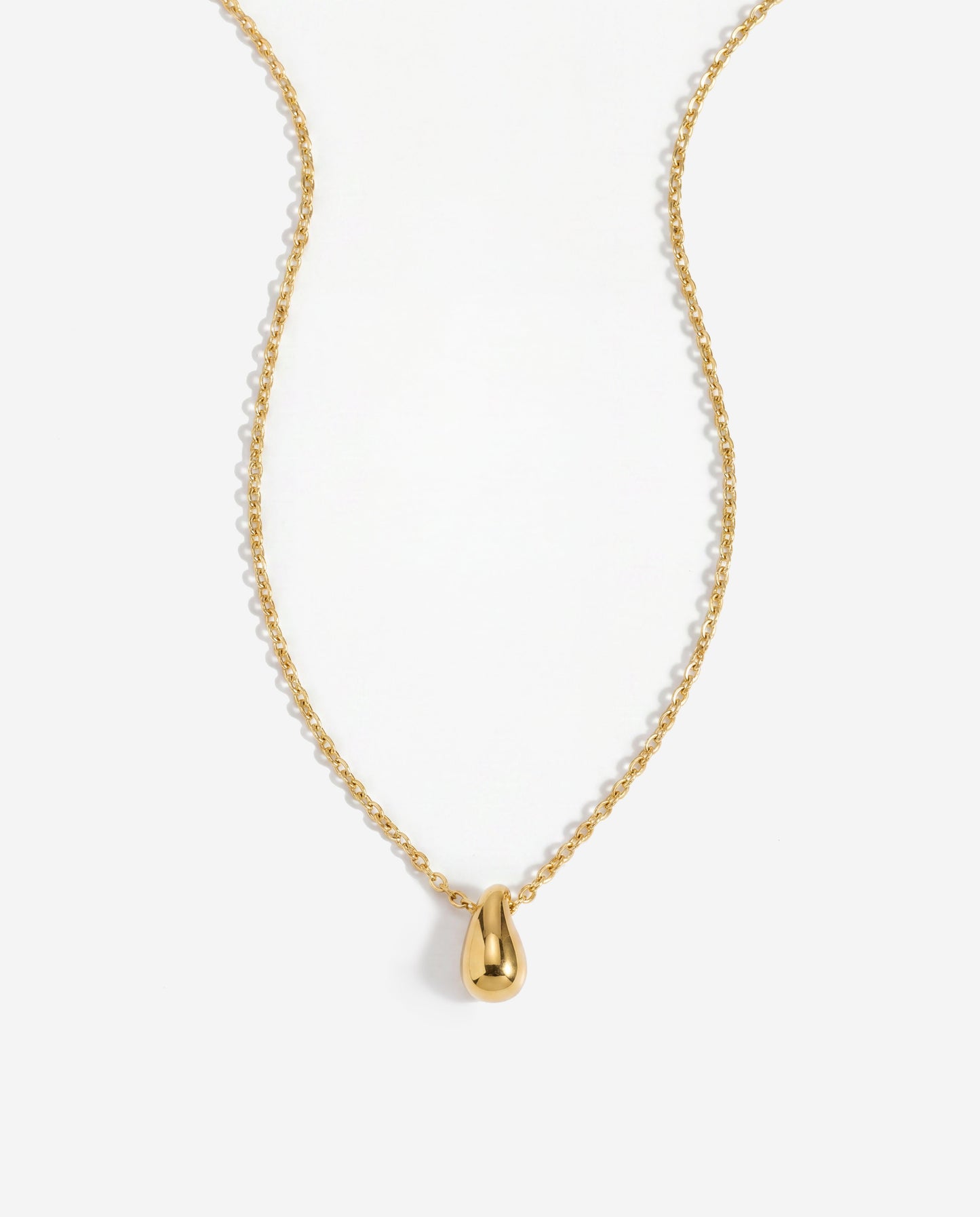 14K gold dainty teardrop pendant necklace, polished finish
