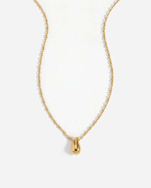 14K gold dainty teardrop pendant necklace, polished finish