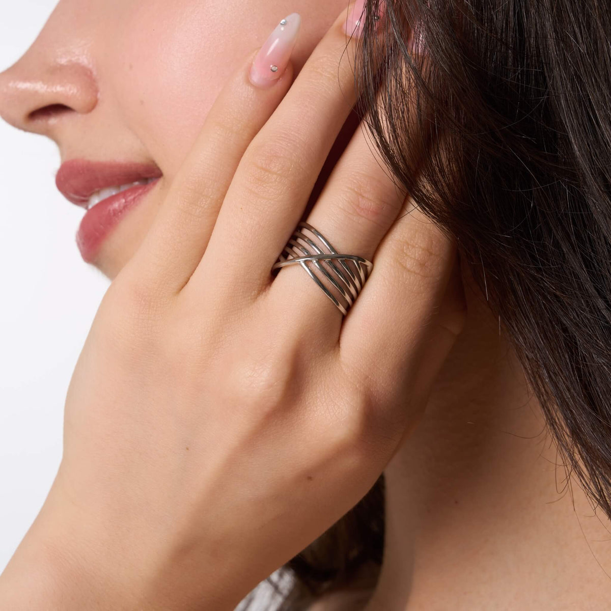 Miranda ring on neutral background, polished finish