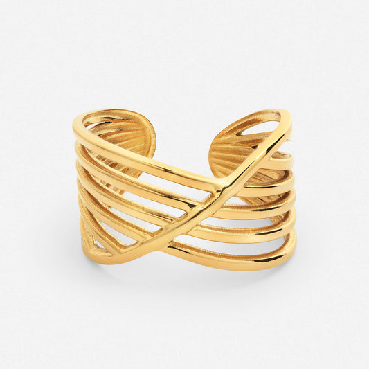 Miranda ring in polished gold finish