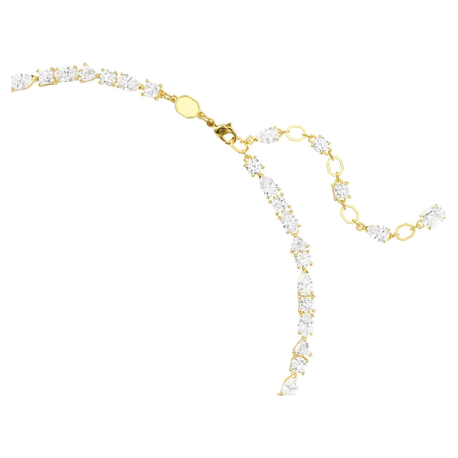 14K gold-plated brass mixed shape necklace, side view