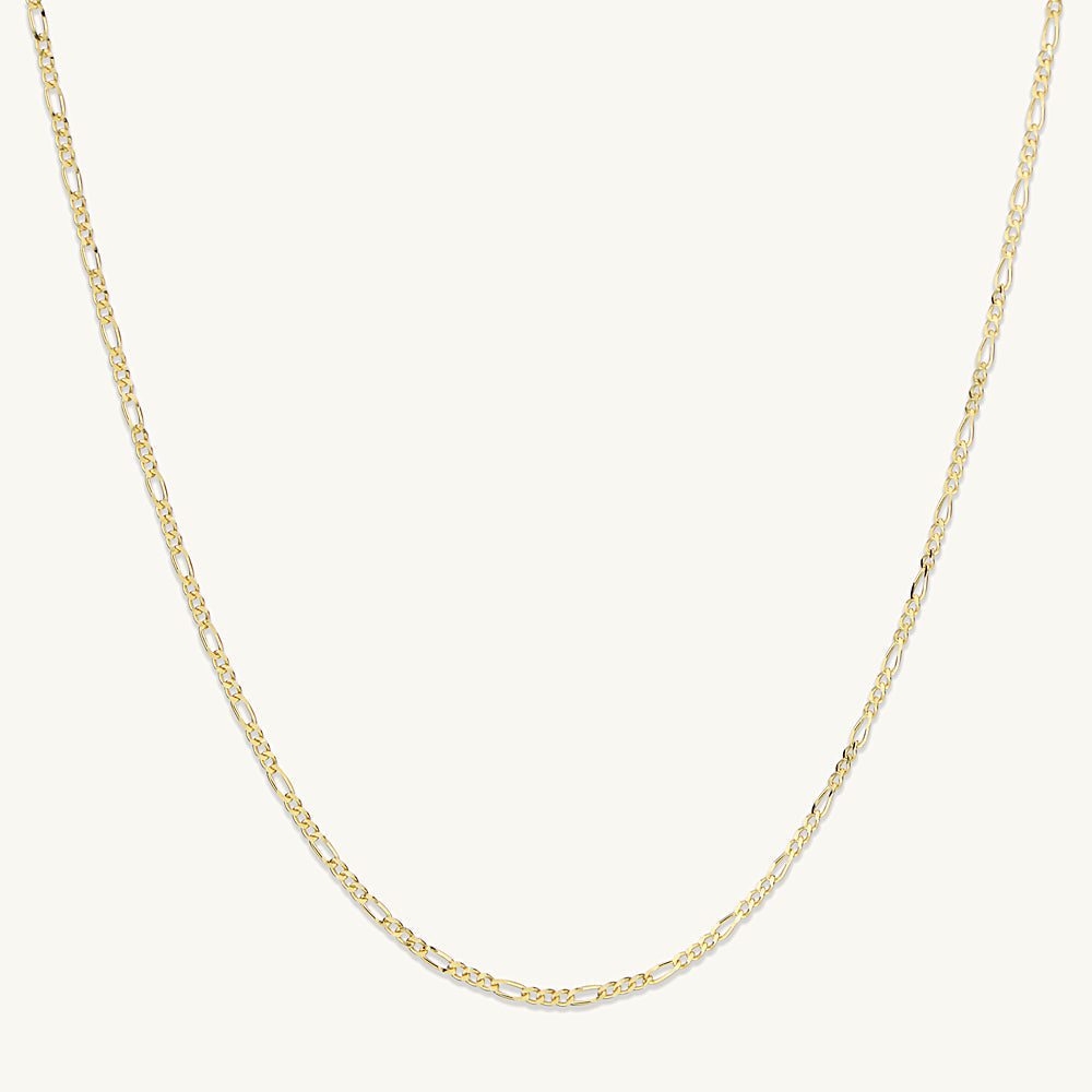 Slim figaro chain necklace in polished gold finish