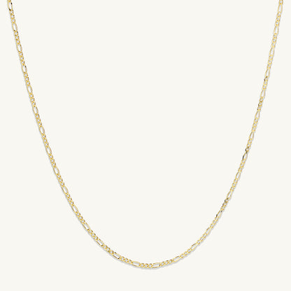 Slim figaro chain necklace in polished gold finish