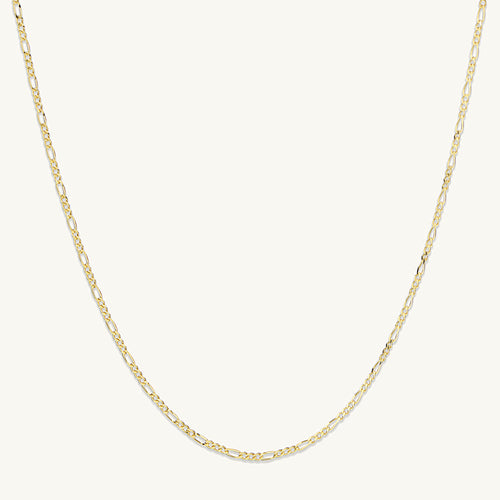 Slim figaro chain necklace in polished gold finish