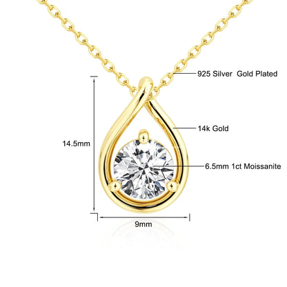 14K Gold Pear-Cut Moissanite Solitaire Necklace