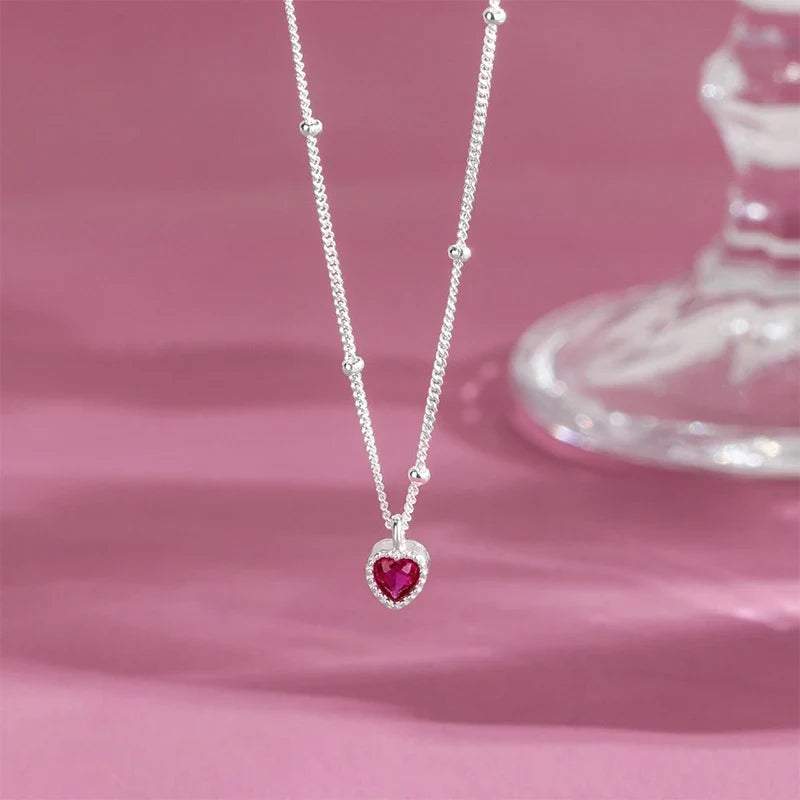 925 Silver Zircon Heart Lock Necklace
