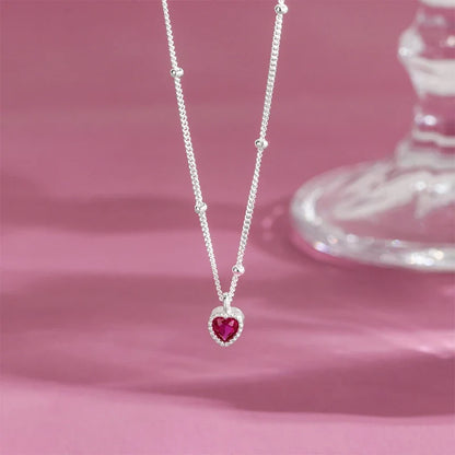 925 Silver Zircon Heart Lock Necklace