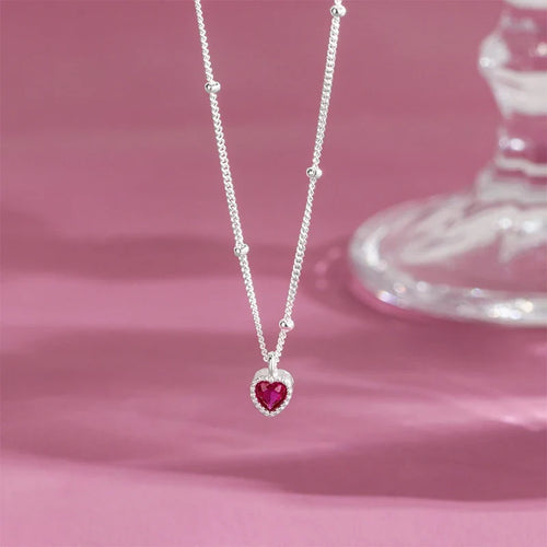 925 Silver Zircon Heart Lock Necklace