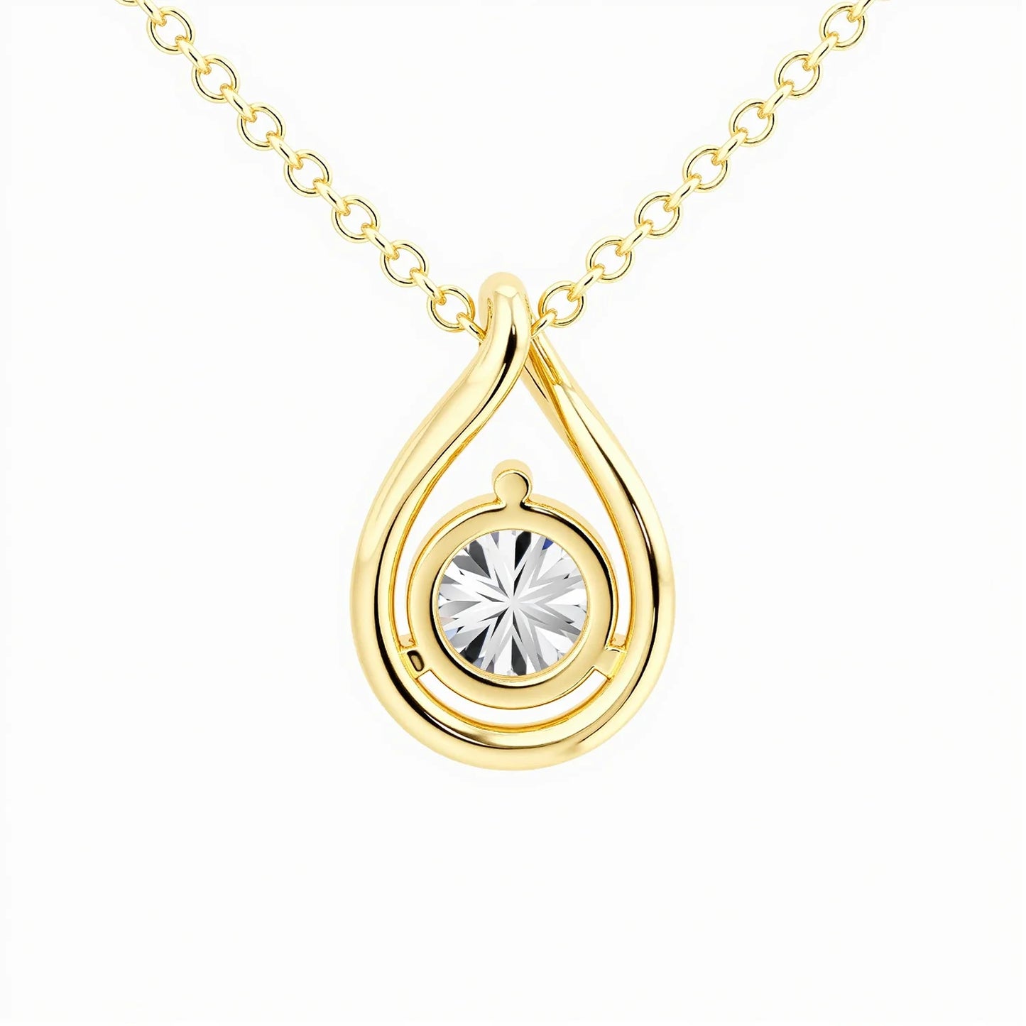 14K Gold Pear-Cut Moissanite Solitaire Necklace