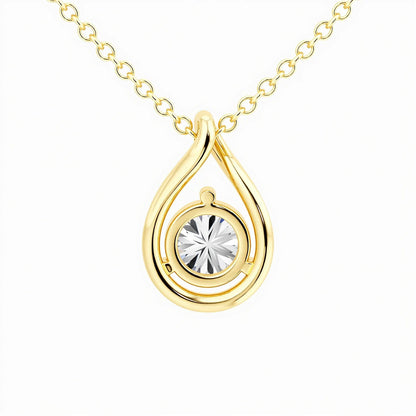 14K Gold Pear-Cut Moissanite Solitaire Necklace