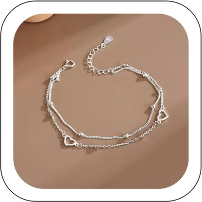 925 Sterling Silver Double Heart Bracelet