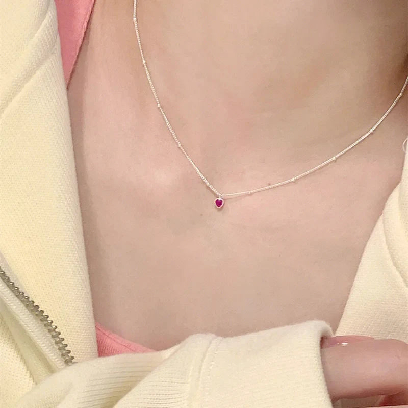 925 Silver Zircon Heart Lock Necklace