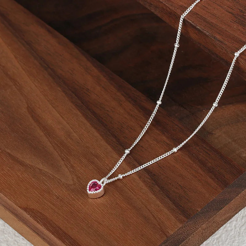 925 Silver Zircon Heart Lock Necklace