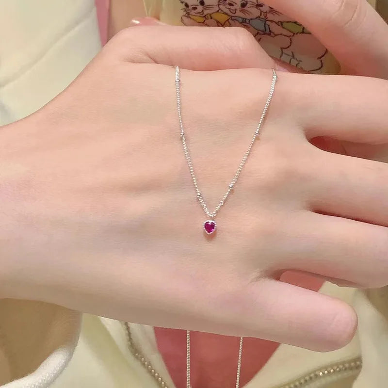 925 Silver Zircon Heart Lock Necklace