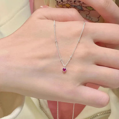 925 Silver Zircon Heart Lock Necklace