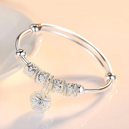 925 Sterling Silver Hollow Bell Bangle