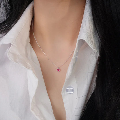 925 Silver Zircon Heart Lock Necklace