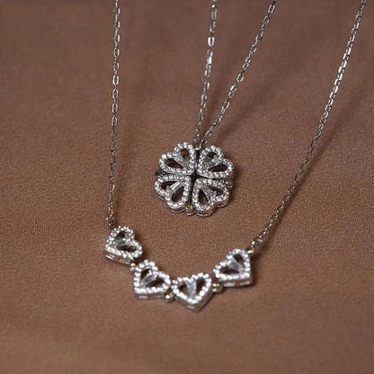 Clover heart locket necklace with hidden zircon – Vessaly
