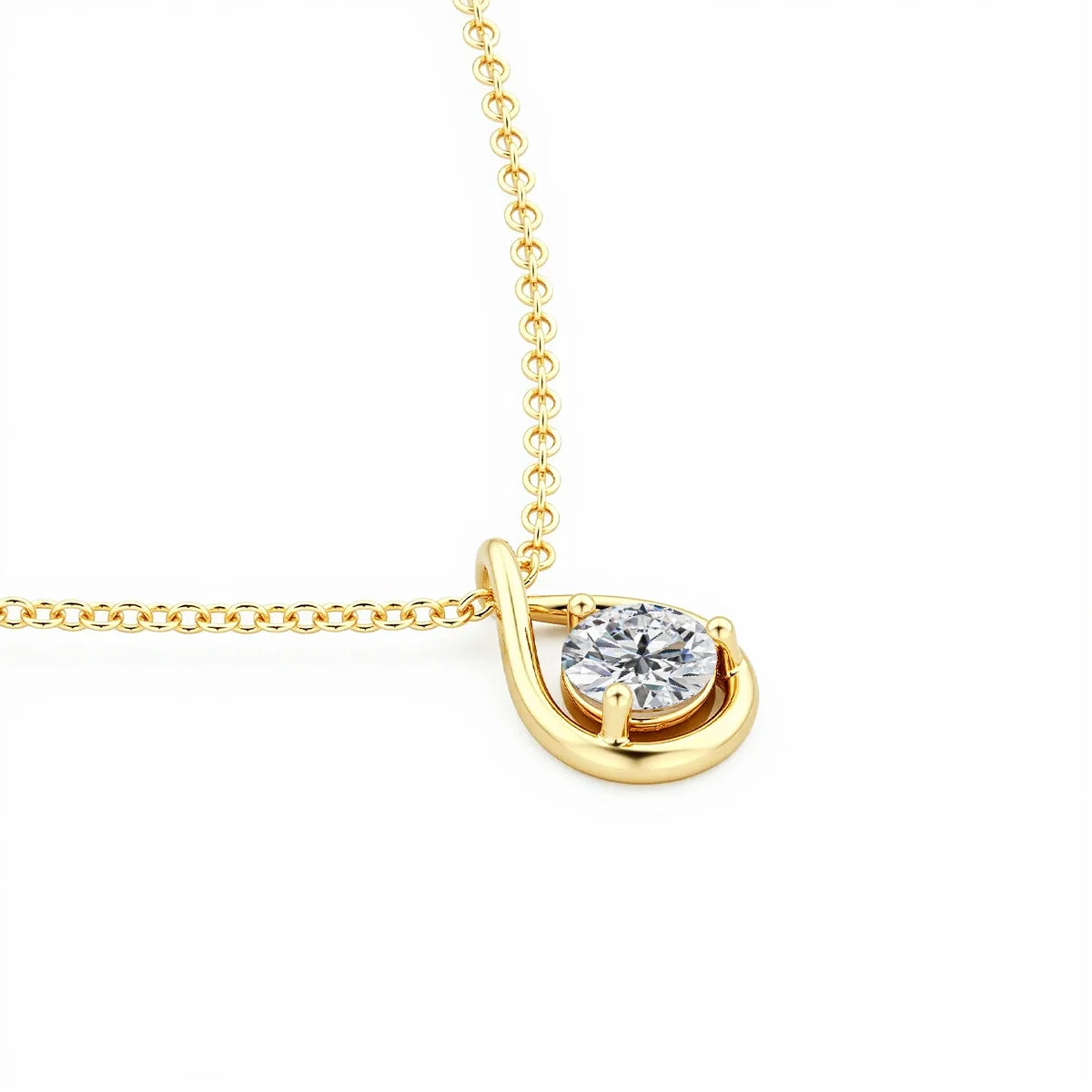 14K Gold Pear-Cut Moissanite Solitaire Necklace