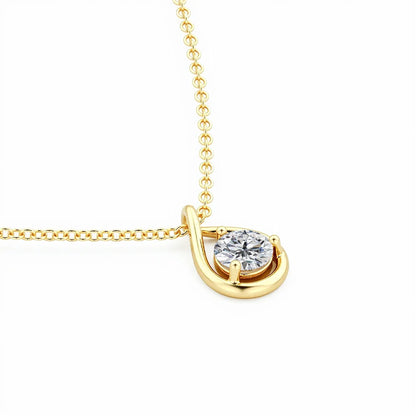 14K Gold Pear-Cut Moissanite Solitaire Necklace