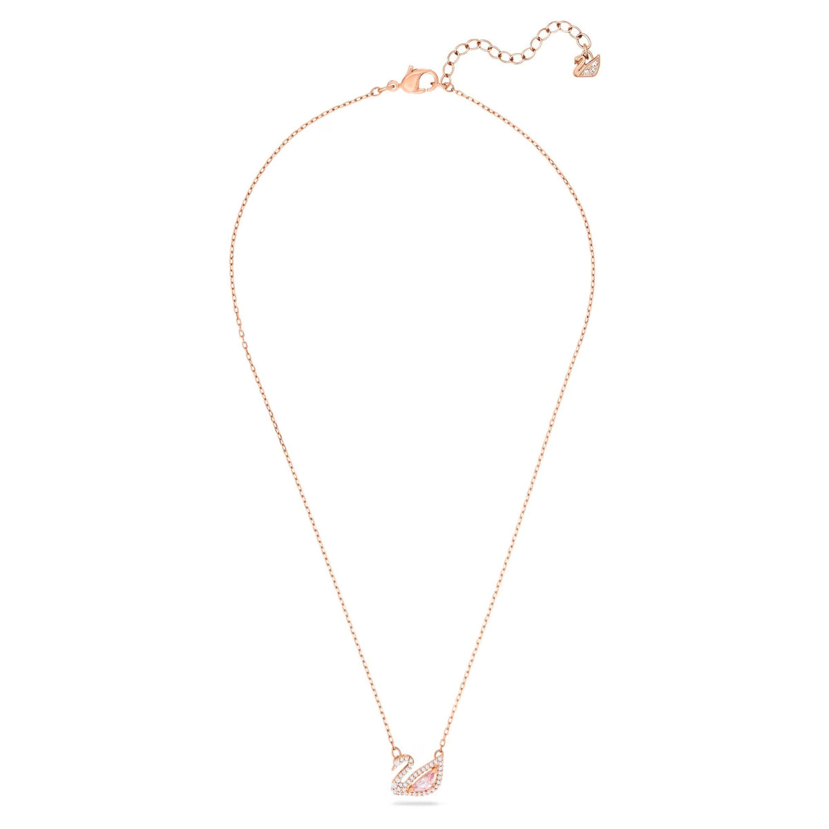 Close-up of pink crystal swan pendant – Vessaly