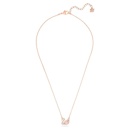 Close-up of pink crystal swan pendant – Vessaly