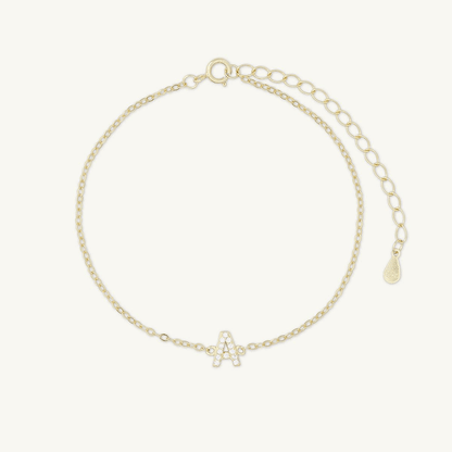 Sapphire initial letter bracelet in gold vermeil – Vessaly