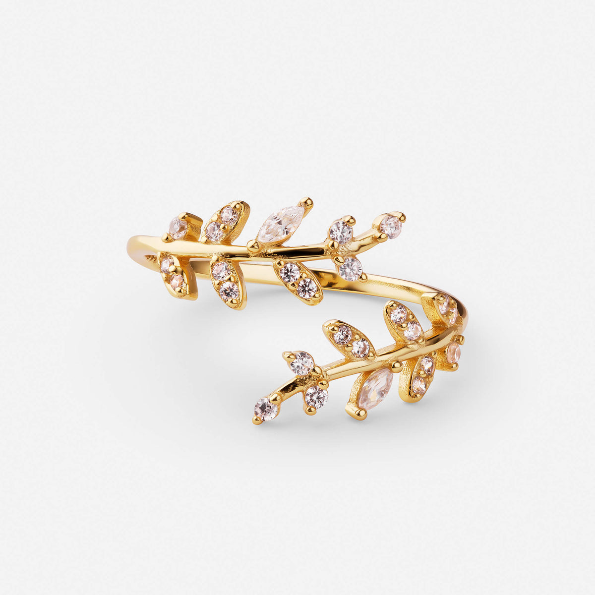 Botanical adjustable leaf ring in gold – Vessaly