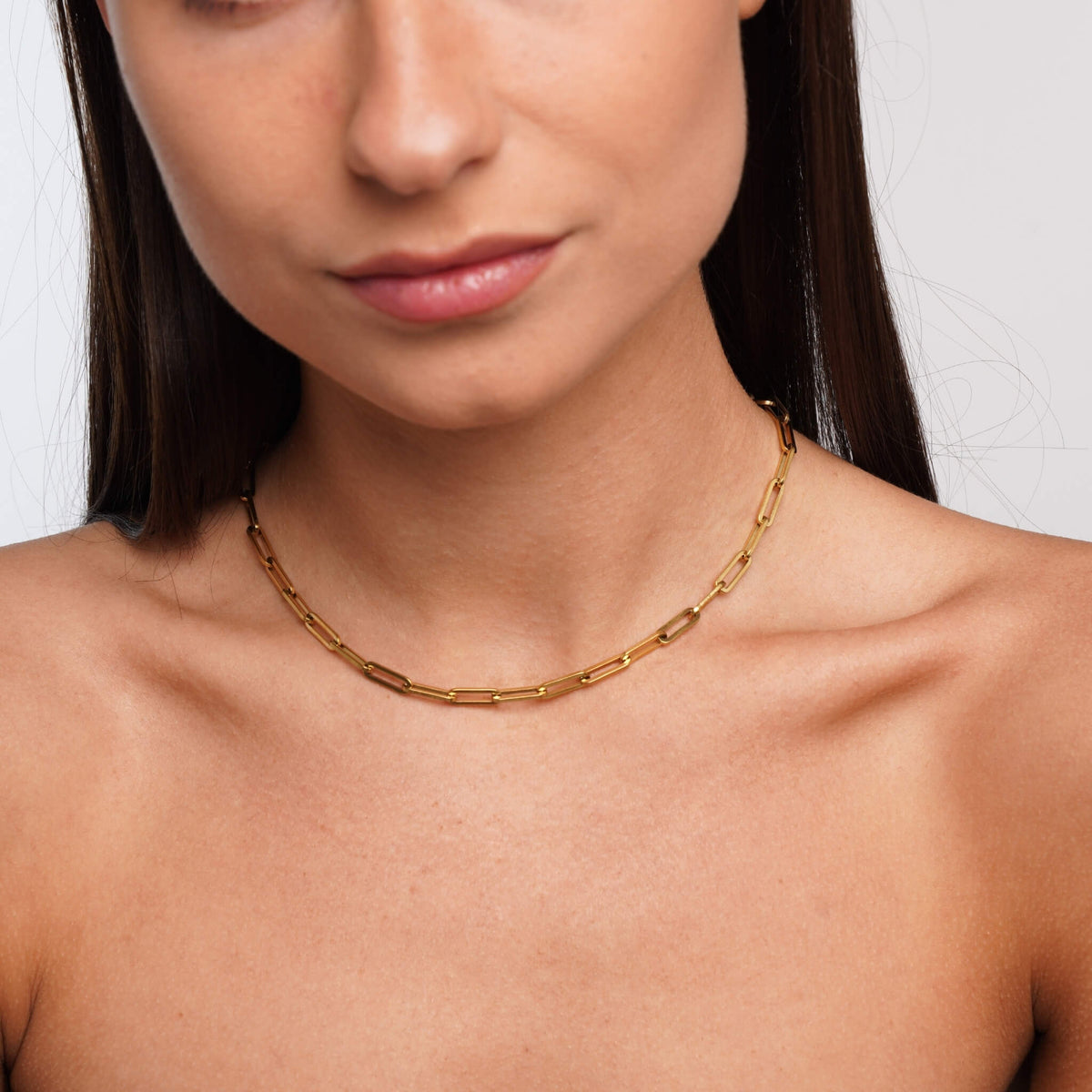 Gold link chain necklace, minimalist design – Vessaly