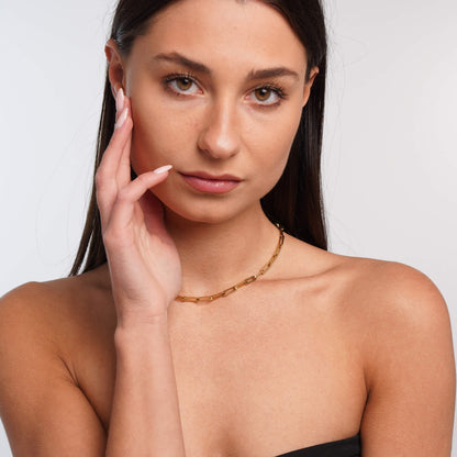 Dainty gold link necklace, everyday jewelry – Vessaly