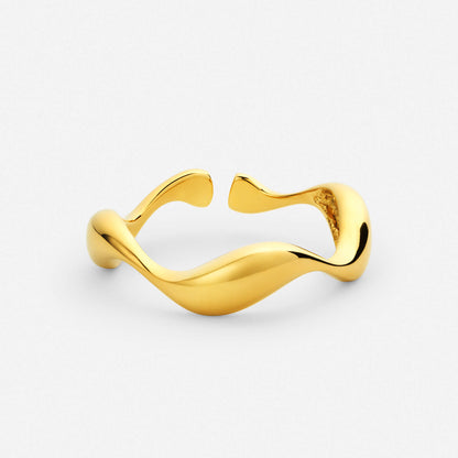 Océane adjustable wave ring in gold – Vessaly