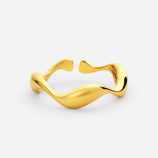 Oceane ring in polished gold finish
